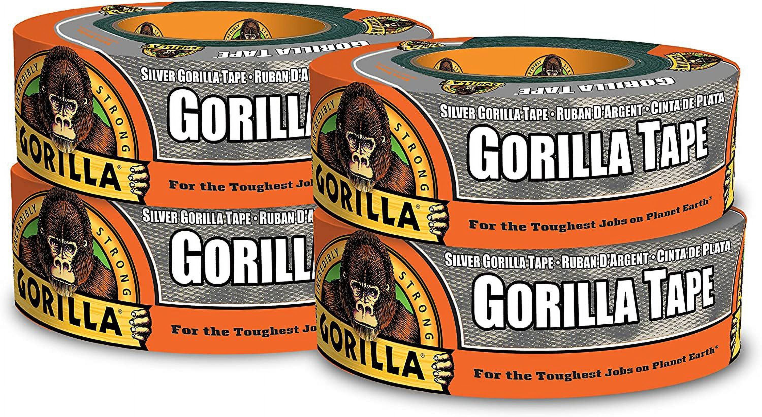 Gorilla Silver Duct Tape, 1.88" x 35 yd, Silver, Pack of 4 — Residential Use, Standard Application