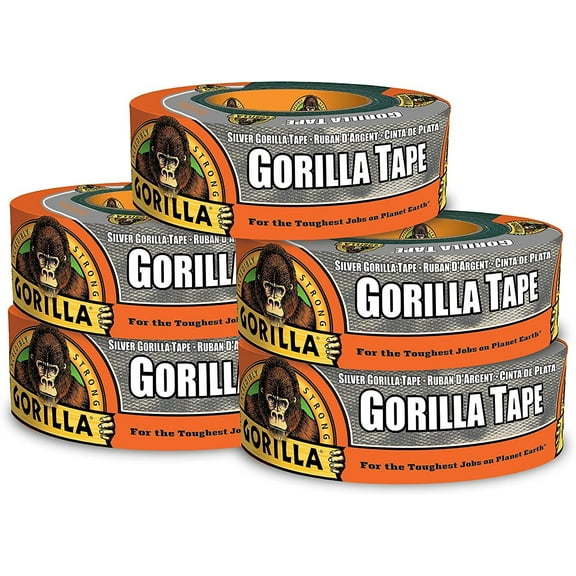 Gorilla Silver Duct Tape, 1.88" x 35 yd, Silver, Pack of 5