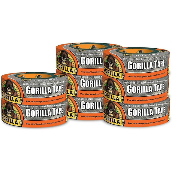 Gorilla Silver Duct Tape, 1.88" x 35 yd, Silver, Pack of 8