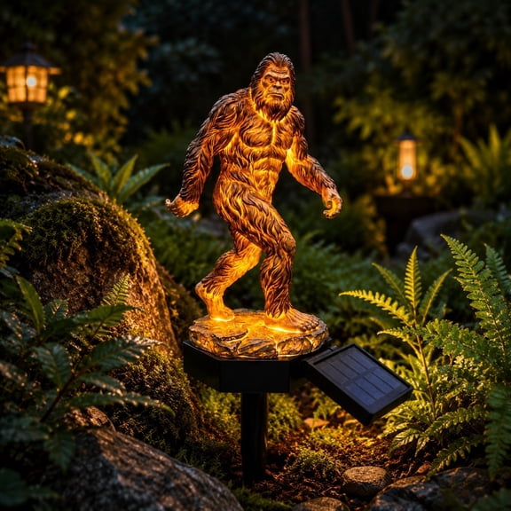 Gorilla Solar Garden Light, Sasquatch Garden Statue Stake Light with LED Glow, Waterproof Outdoor Lawn Pathway Lamp for Backyard Patio Porch Gift