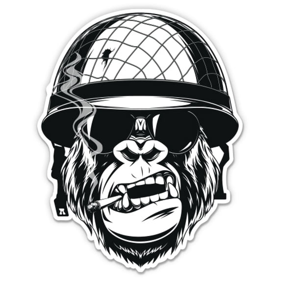 Colonel Helment Sticker Gorilla Soldier Army Helmet - 12