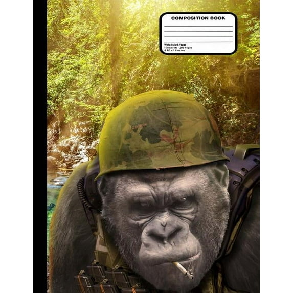 Gorilla Soldier Composition Notebook Wide Ruled 200 pages / 100 sheets, 8-1/2" x 11" (Paperback)