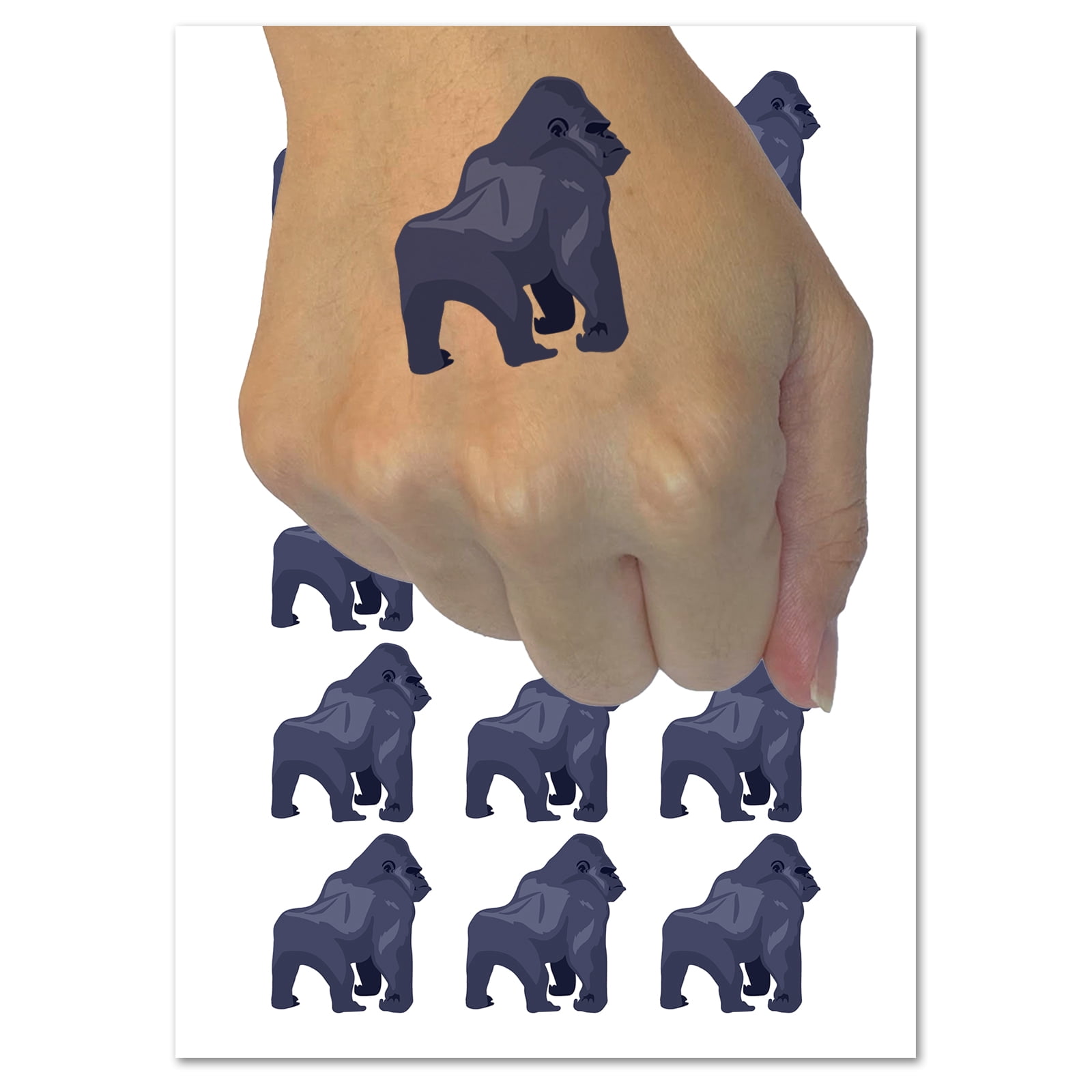 Gorilla Solid Water Resistant Temporary Tattoo Set Fake Body Art ...