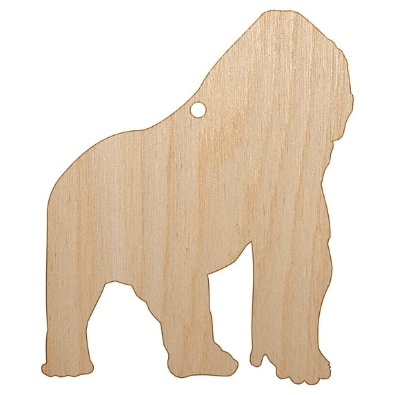 Gorilla Solid Wood Holiday Christmas Tree Ornament Unfinished DIY Pre-Drilled Craft