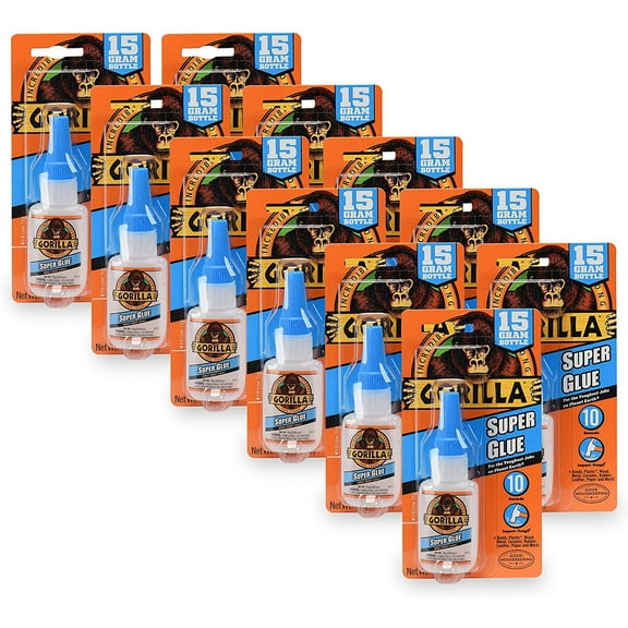 Gorilla Super Glue 15 Gram, Clear, 11 Pack