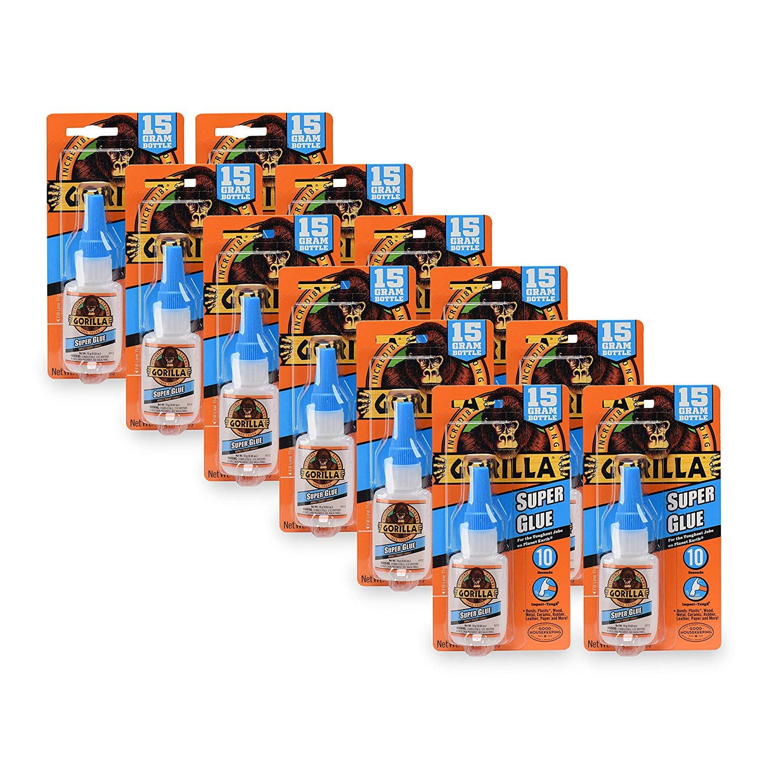 Gorilla Super Glue, Fast Dry, 15 Gram Clear Glue, 11 Pack