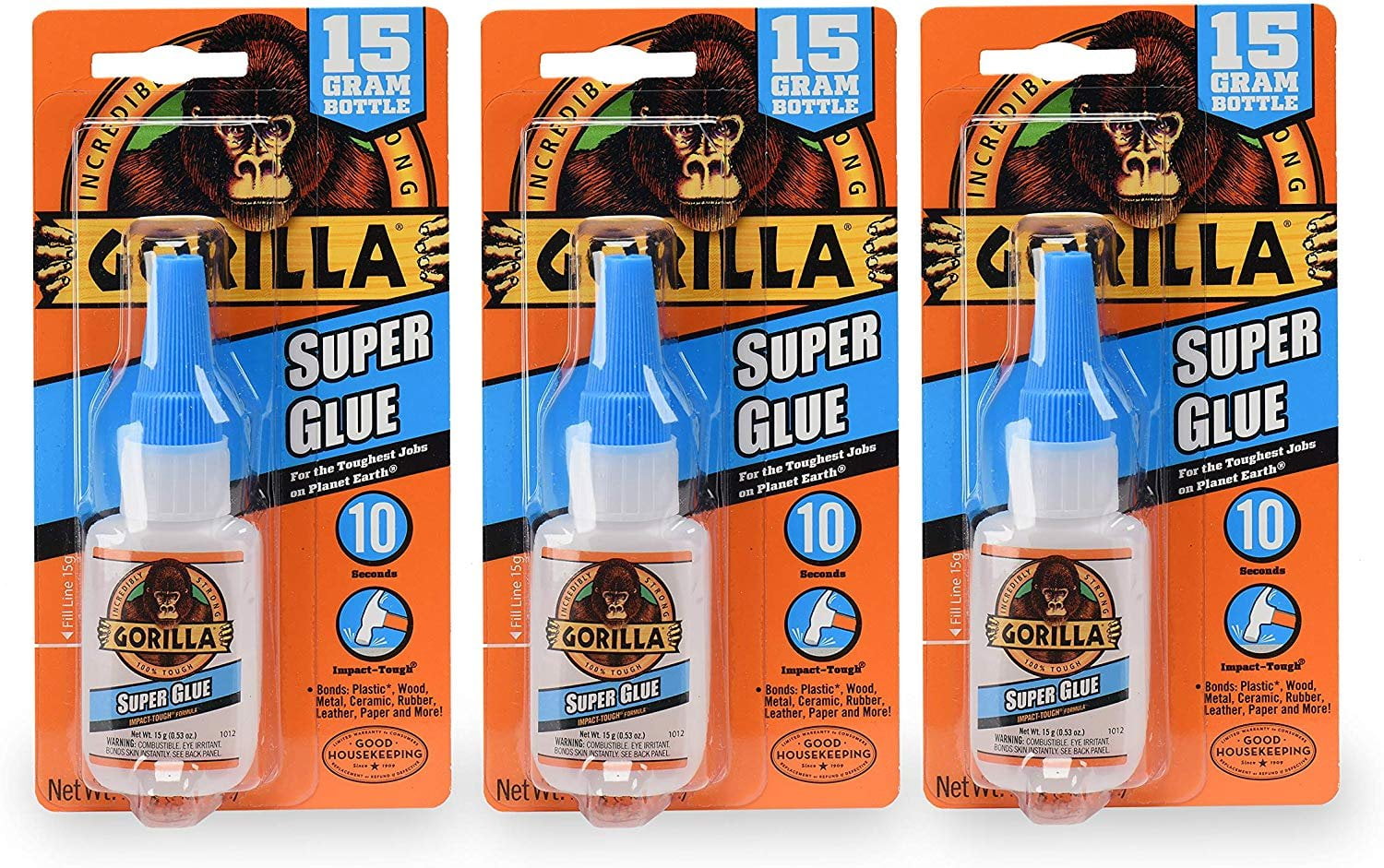 Gorilla Super Glue Gel, Shock Resistant, Quick Dry, Multi-use, 24-gram  Bottle, Clear, for Metal, Glass, Plastic, Wood, Ceramic, Leather in the  Super Glue department at