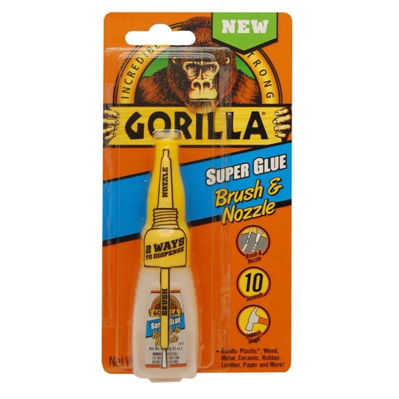 Gorilla Super Glue Brush & Nozzle 10g - Fast Drying Impact Tough Adhesive