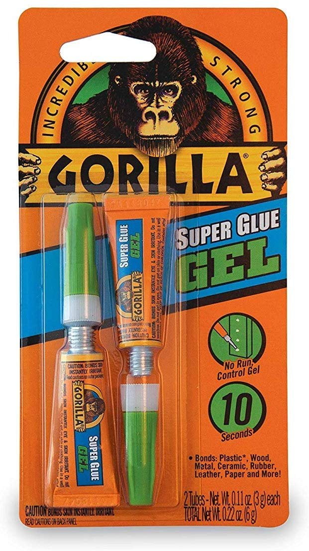 Gorilla Super Glue Gel, Two 3 Gram Tubes, Clear, Pack of 10
