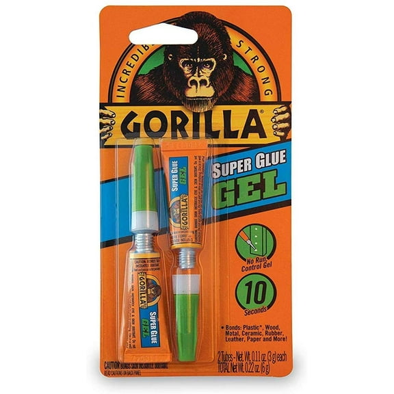 Gorilla Glue Super Glue Gel - Clear, Fast-Setting - 10 Pack, Two 3 Gram Tubes