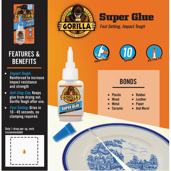 Gorilla Super Glue - Pack of 12 Residential Use, Standard Application