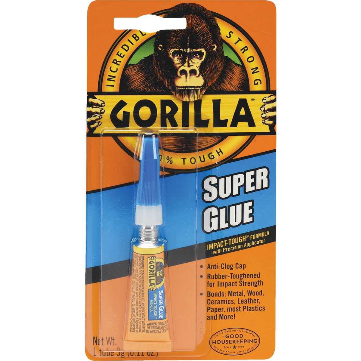 10-pack Gorilla Super Glue Tube - Clear, Fast-Setting - 10 Pack — Residential Use, Standard Application