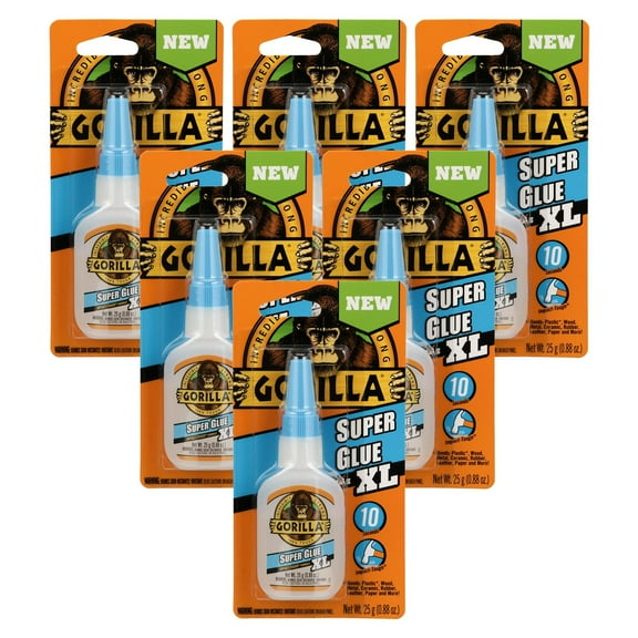 Gorilla Super Glue XL, 25 Gram, Clear, Pack of 6