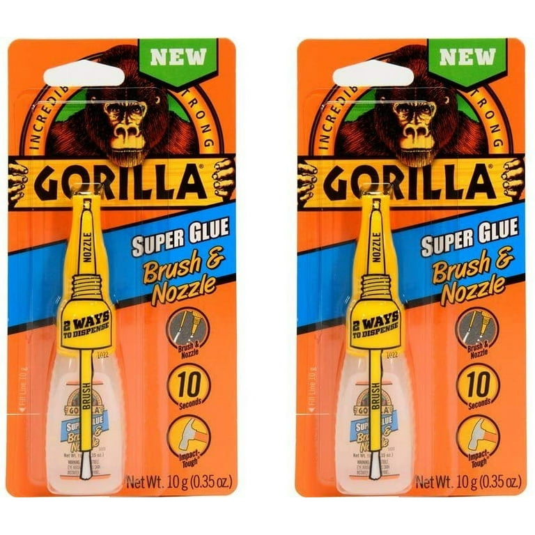 Gorilla Super Glue with Brush & Nozzle Applicator, 12 Gram, Clear