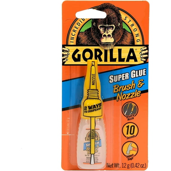 Gorilla Super Glue with Brush & Nozzle Applicator, 10 Gram, Clear, (Pack of 4)
