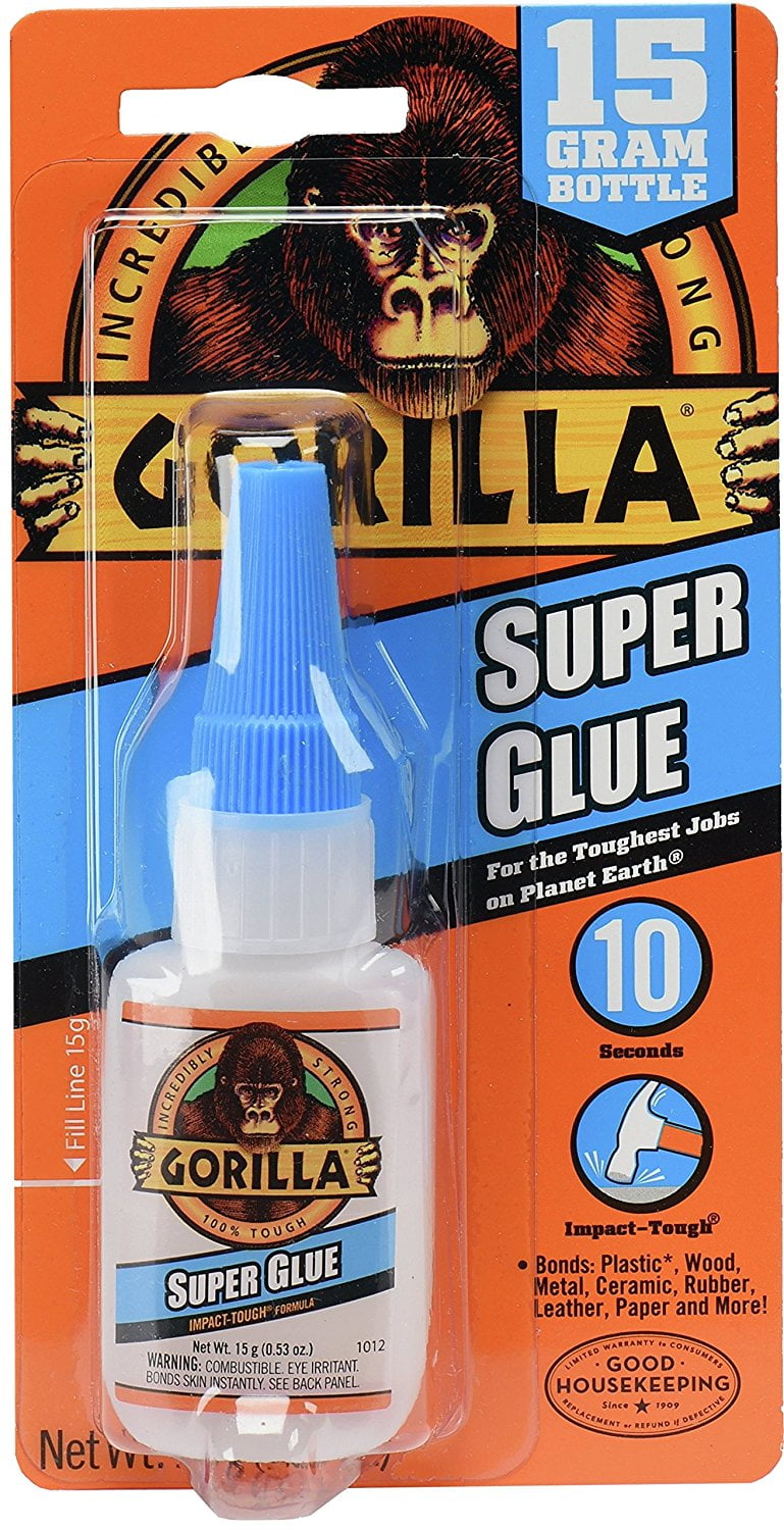 Gorilla, Super Glue with Cyanoacrylate Formula, 45 Seconds, Clear, 0.53 fl oz