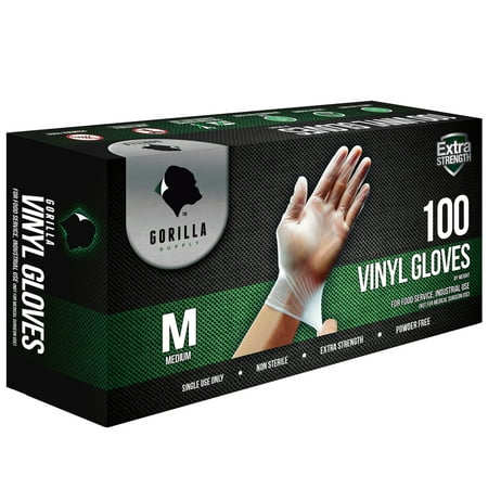 100 Synthetic Vinyl Gloves Medium M, Powder Free, Extra Strong (100/box)