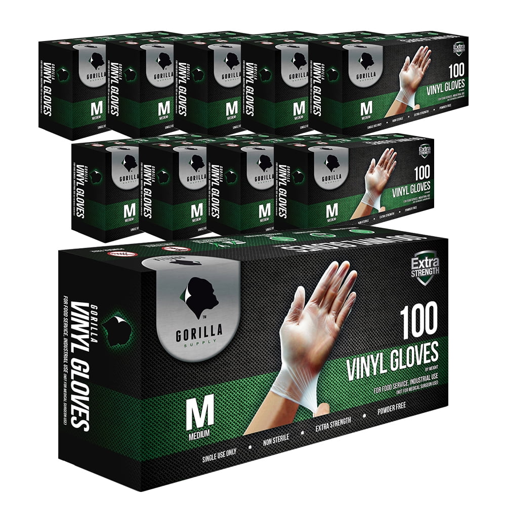 Gorilla Supply Disposable Vinyl Gloves BPA Latex Powder Free 1000 Count Medium