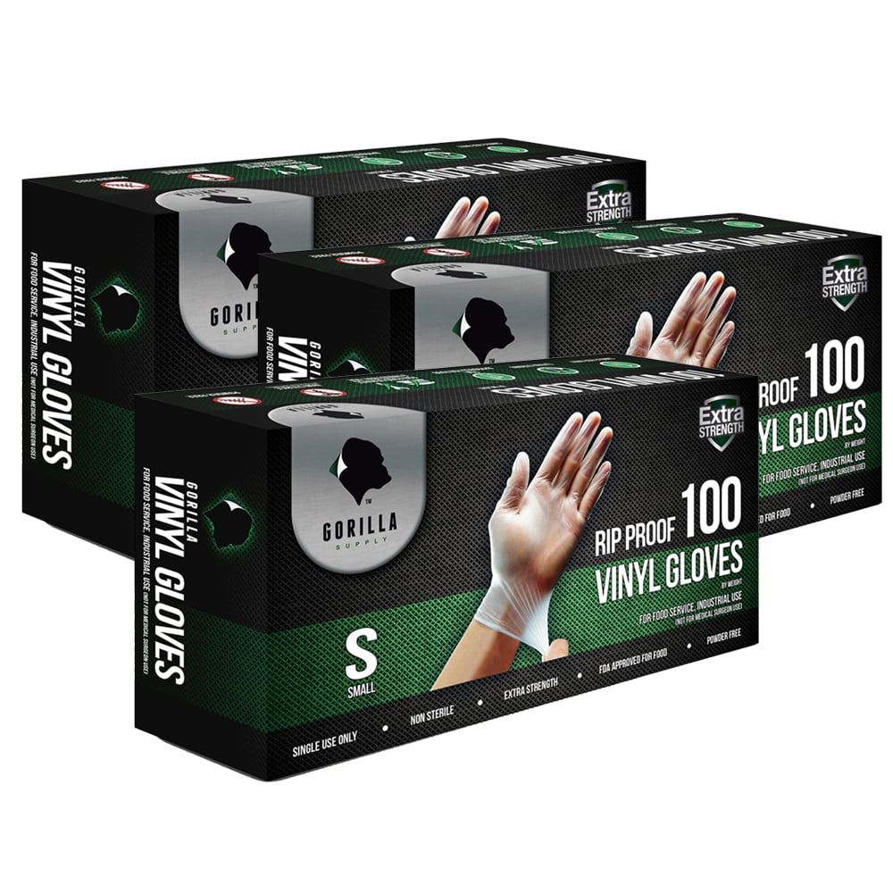 Gorilla Supply Disposable Vinyl Gloves BPA & Latex & Powder Free, 300 Count, Small