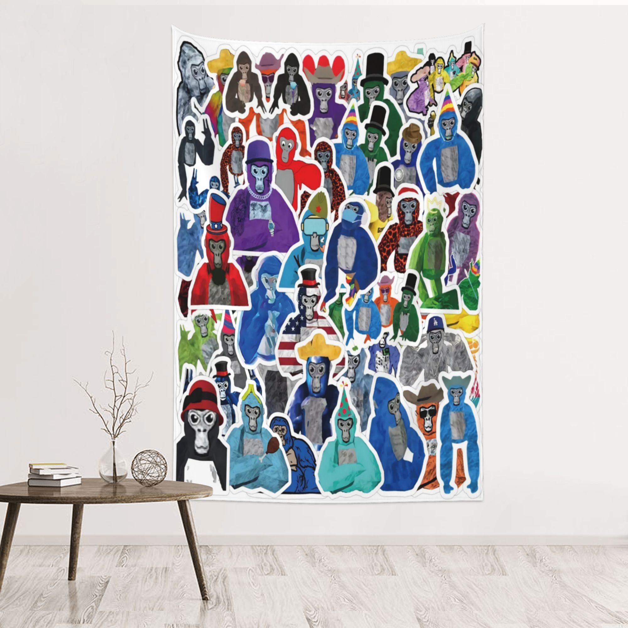 Gorilla Tag Anime Tapestry Cute Cartoon Aesthetic Tapestries Wall Art
