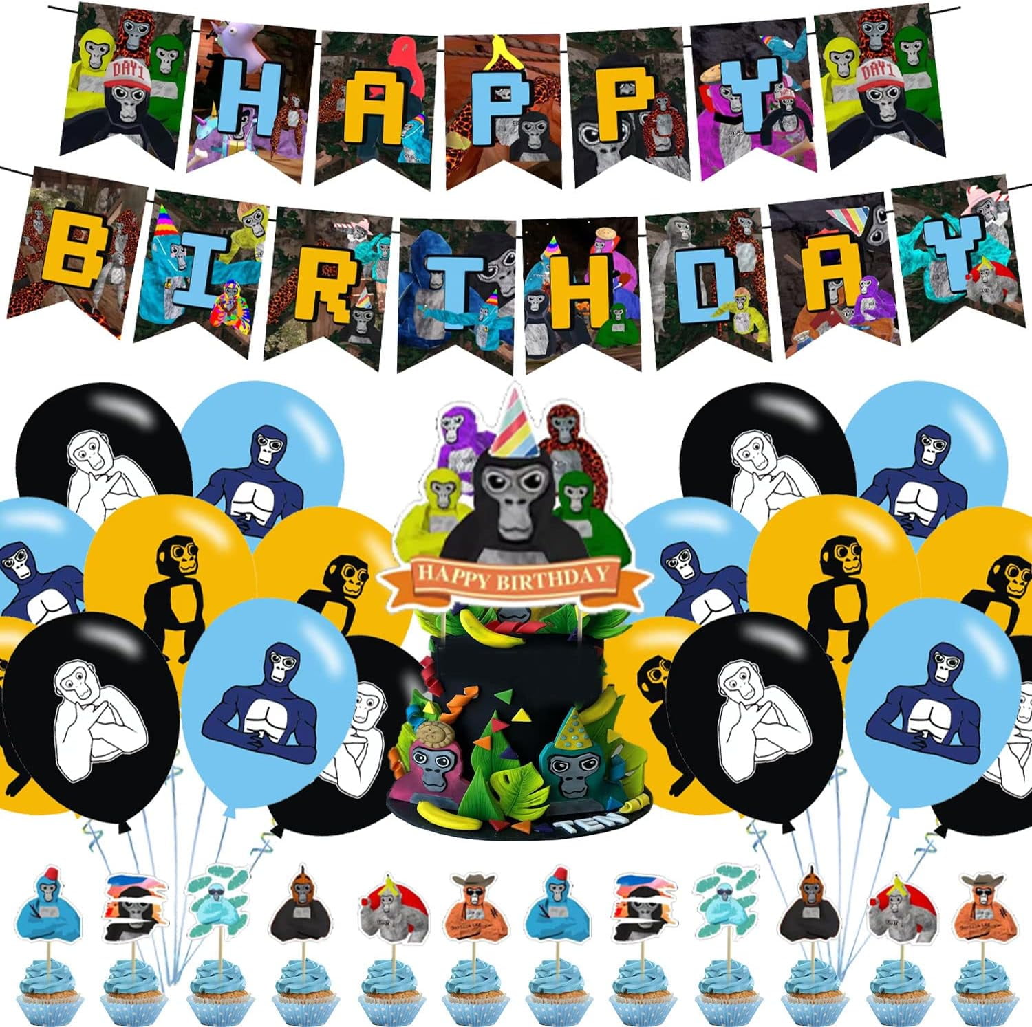 Gorilla Tag Birthday Party Decorations VR Game Themed Supplies with