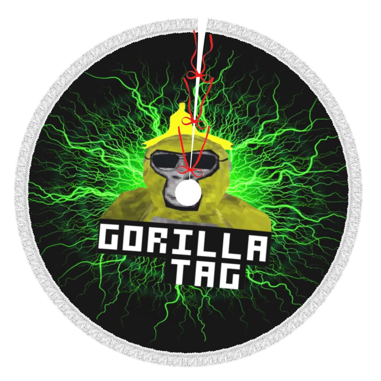 Gorilla Tag Christmas Tree Skirt with Tassels, Large Christmas Tree