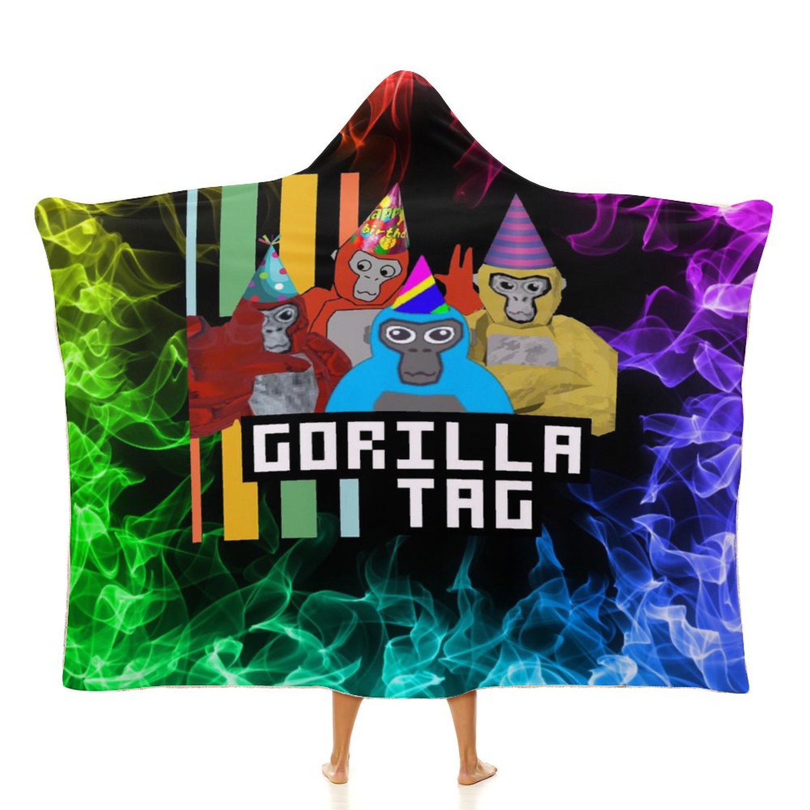 Gorilla Tag Wearable Blanket Hooded Blanket Cloak Fleece Shawl Wrap Nap