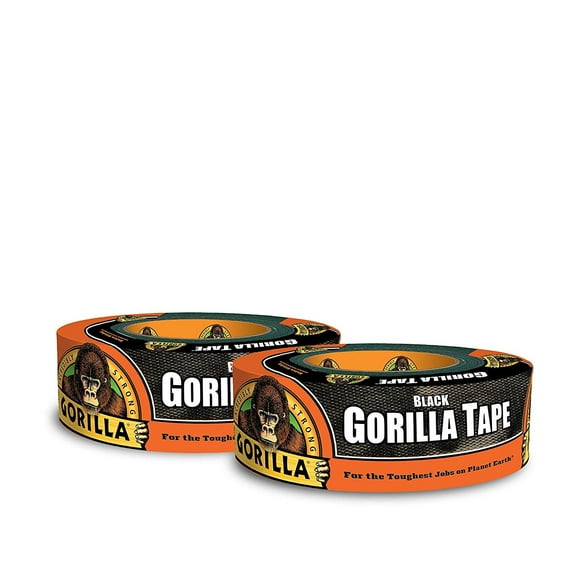 Gorilla Tape, Black Duct Tape, 1.88" x 35 yd, Black, Pack of 2