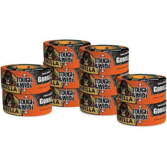 Gorilla Tape, Black Tough & Wide Duct Tape, 2.88" x 30 yd, Black, Pack of 10