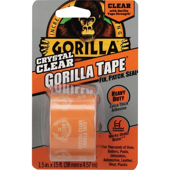 Gorilla Tape Crystal Clear Repair Tape Extra Thick 1.5 in x 15 ft Roll, 10-Pack