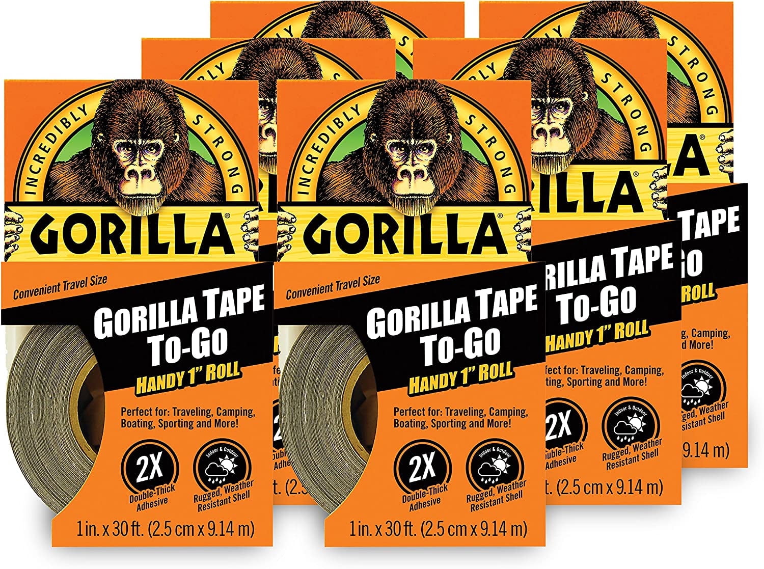 Gorilla Tape ToGo, Black Pack of 6