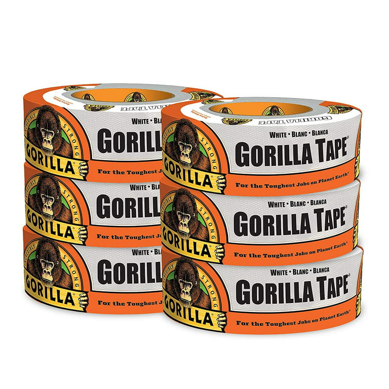 Gorilla Tape, White Duct Tape, 1.88 x 30 yd, White, Pack of 6