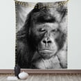 thumbnail image 1 of Gorilla Tapestry, Picturesque of a Grumpy Ape Portrait in Monochrome Tones, Wall Hanging for Bedroom Living Room Dorm Decor, 60W X 80L Inches, Charcoal Grey Grey and Pale Taupe, by Ambesonne, 1 of 2