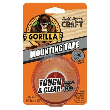 Gorilla Tough & Clear Double-Sided Mounting Tape, 60" Roll-1 Pack/ Model 6065201, New