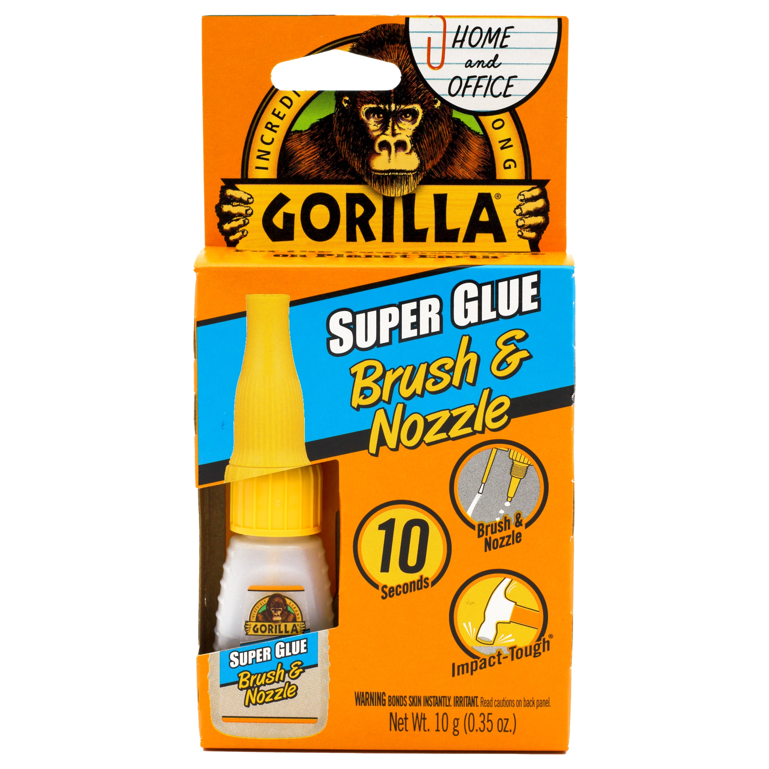 Gorilla Glue Clear Super Glue Brush & Nozzle Bottle, 10 Grams