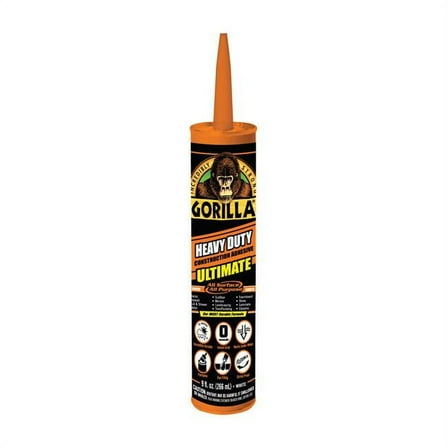 Gorilla Ultimate Construction Adhesive, 9 oz Cartridge. Model is 8008002.
