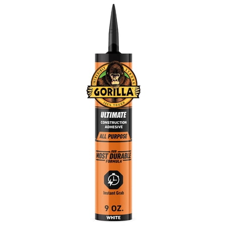 Gorilla Ultimate Construction Adhesive, 9 oz Cartridge. Model is 8008002.