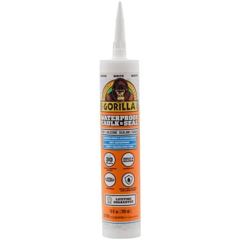 Gorilla Waterproof Caulk & Seal 100% Silicone Sealant, 10oz Cartridge,  Clear (Pack of 1)