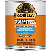 Gorilla Waterproof Patch & Seal Liquid, Rubberized Coating, White Industrial Sealant, 32 oz
