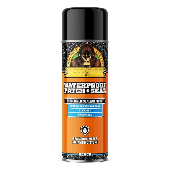 Gorilla Waterproof Patch & Seal Rubberized Sealant Spray, Black,  - Seals Out Water, Air, and Moisture