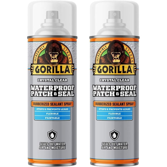 Gorilla Waterproof Patch & Seal Rubberized Sealant Spray, Crystal Clear, 14oz Pack of 2