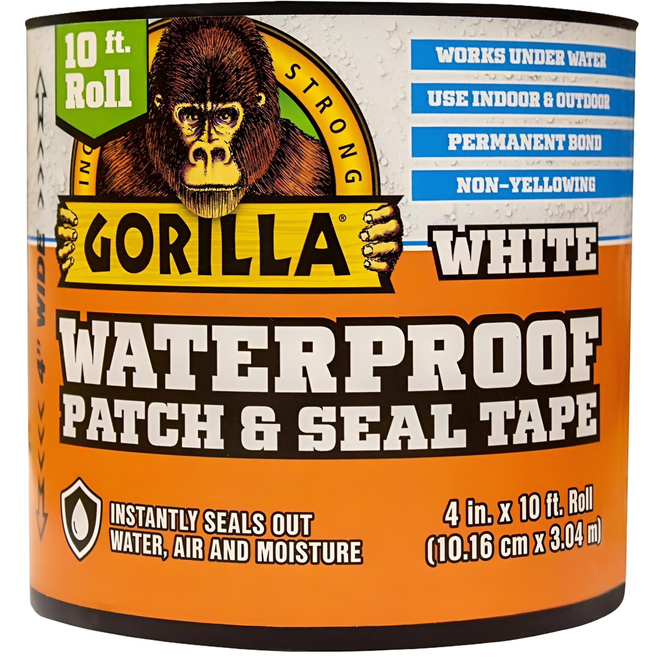 White 4" x 10' Waterproof Repair Tape for Indoor/Outdoor Use