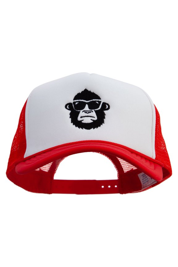 Gorilla Wear Glasses Embroidered Summer Foam Mesh Trucker Cap - Red White OSFM