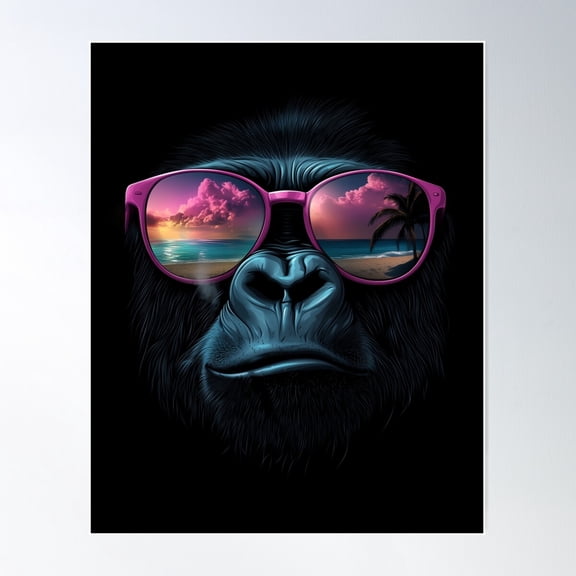 Gorilla Wearing Glasses Poster Wall Art, Modern Wall Decor For Living Room Bedroom, 12x18 UNFRAMED