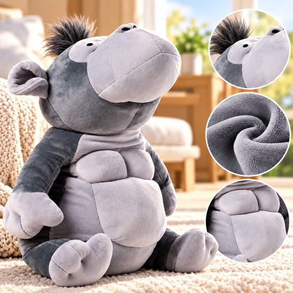 Gorilla Weighted Plush Kids' Throw Pillow, Huge Gray Gorilla Plush Ultra Comfortable Fabric Sitting Plush Toy, Satisfying Presence Playroom Cozy Friend Gift