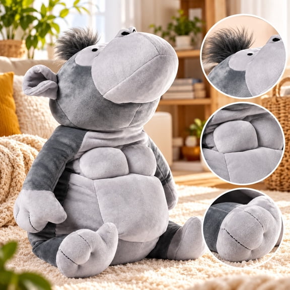 Gorilla Weighted Plush Kids' Throw Pillow, Huge Gray Gorilla Toys Ultra Soft Plush Material Sitting Figure, Reinforced Stitching Bedroom Comfort Gift Item
