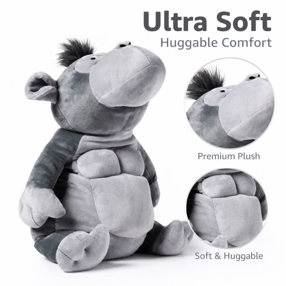 Gorilla Weighted Plush Kids' Throw Pillow, Large Gray Gorilla Stuffed Animal Soft Plush Fabric Sitting Toy, Cuddle Comfort Bedroom Playroom Decor Gift