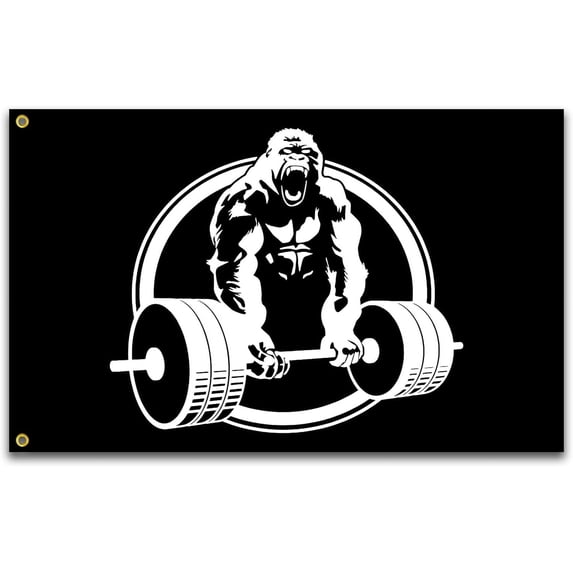 Gorilla Weightlifting Flag Motivational Fitness Inspirational Flags for Home Gym Decor College Room Wall Garage Flag Banner Decor