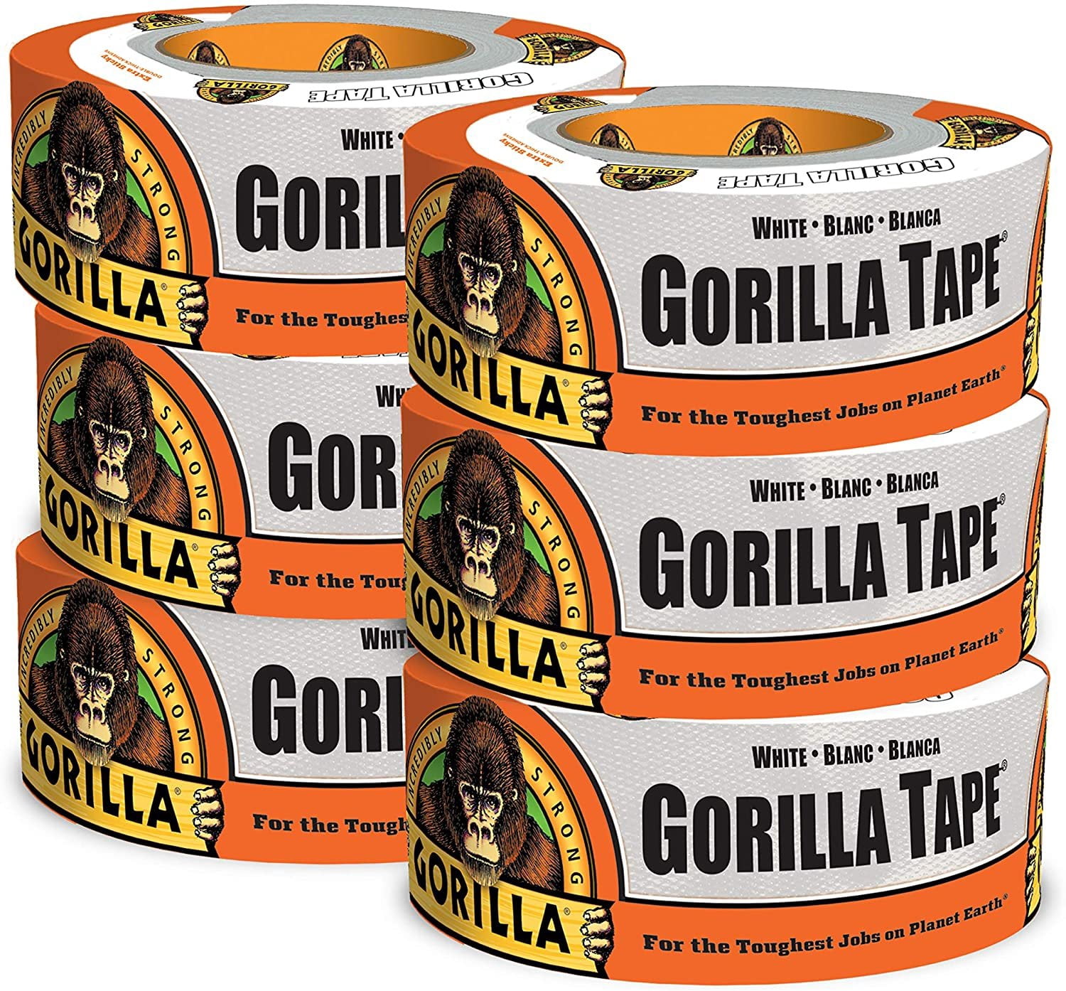 Gorilla White Duct Tape, 1.88" x 10 yard (Pack of 6) - 105499