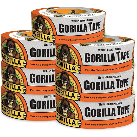 Gorilla White Duct Tape, 1.88" x 30 yd, White, Pack of 7